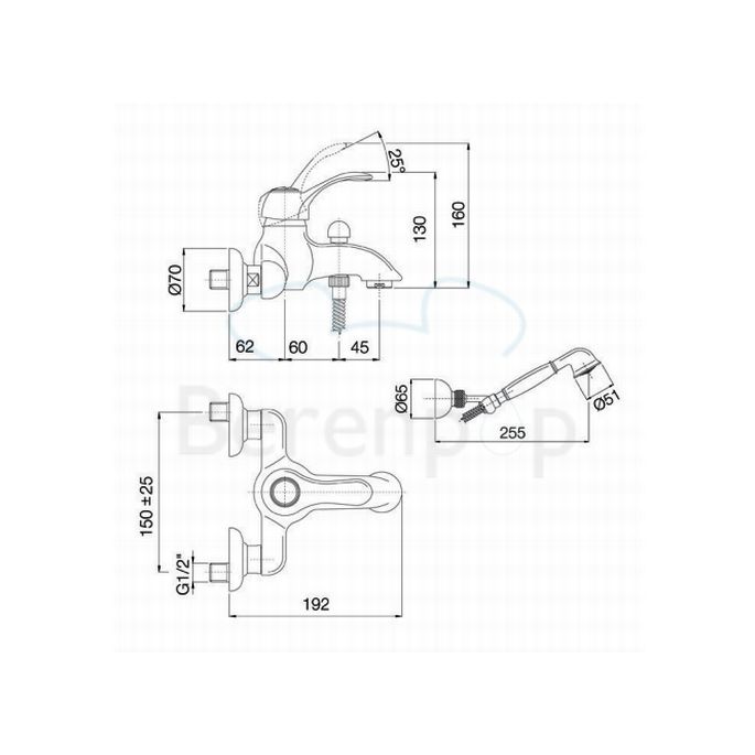 Fima Carlo Frattini Lamp F3304SN bath mixer surface-mounted 1 handle with garnish brushed nickel