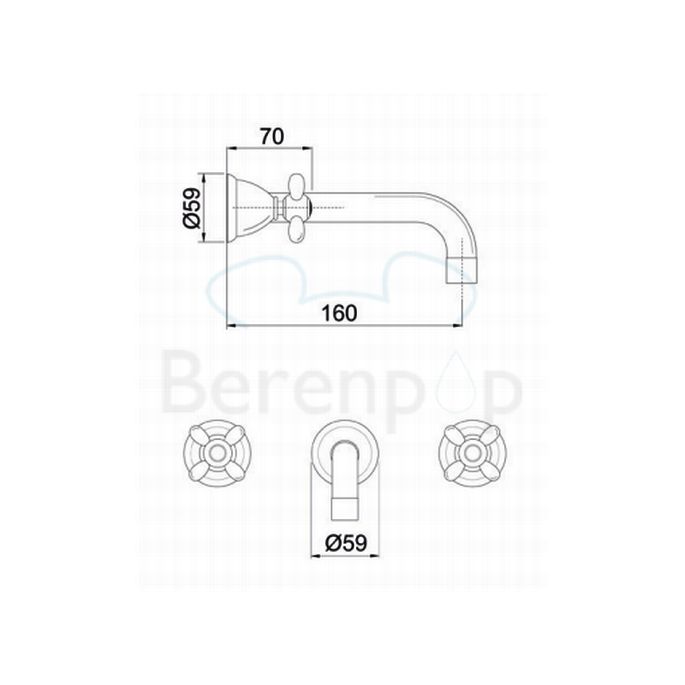 Fima Carlo Frattini Olivia F50015OR 3-gats wandwastafelkraan 2-greeps uitloop 16cm goud