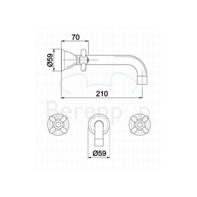 Fima Carlo Frattini Olivia F5001L5CR 3-Loch-Waschtischarmatur für Wandmontage 2-Griff-Auslauf 20cm chrom