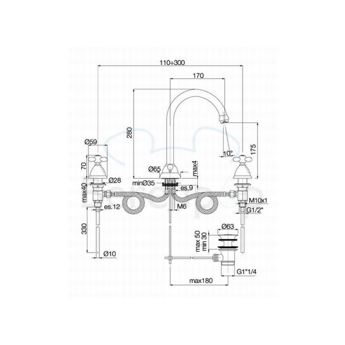 Fima Carlo Frattini Olivia F5001OR 3-hole basin faucet 2 handle gold
