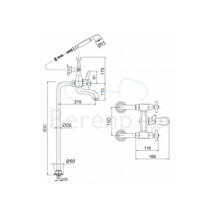 Fima Carlo Frattini Olivia F50044BR freistehend Badewannenarmatur 2-Griff mit Garnitur Bronze