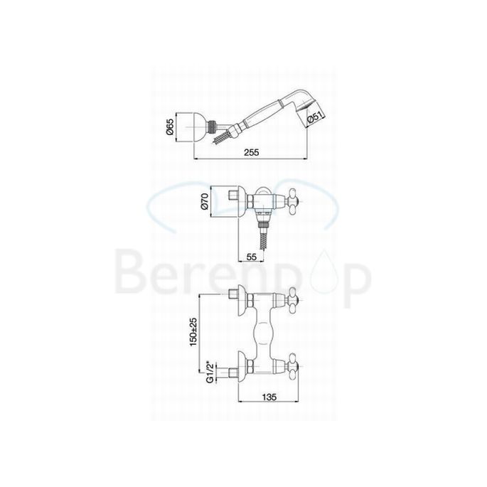 Fima Carlo Frattini Olivia F5005OR Aufputz Duscharmatur 2-Griff mit Garnitur gold