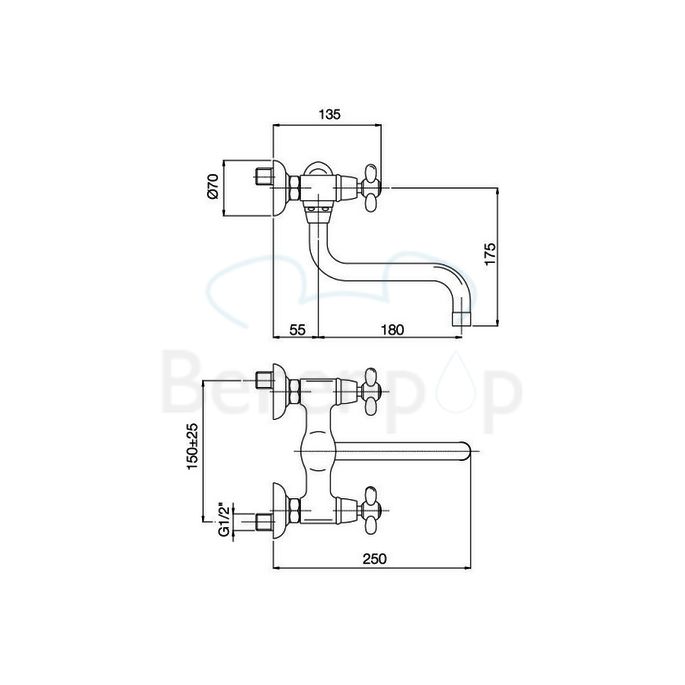 Fima Carlo Frattini Olivia F5006SN Wand Küchenarmatur 2-Griff gebürstetes Nickel