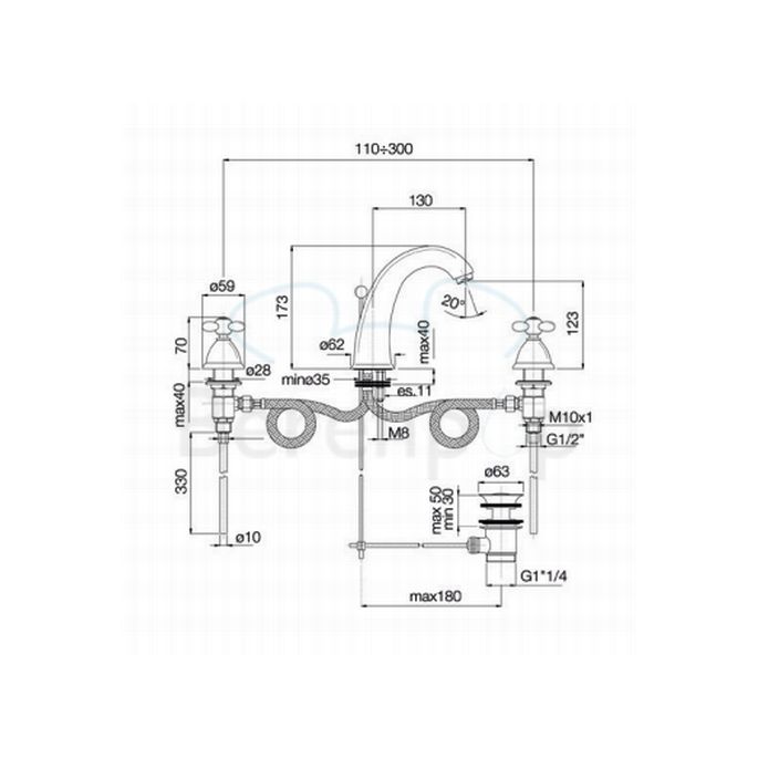 Fima Carlo Frattini Olivia F5031SN 3-hole basin mixer 2 handle brushed nickel
