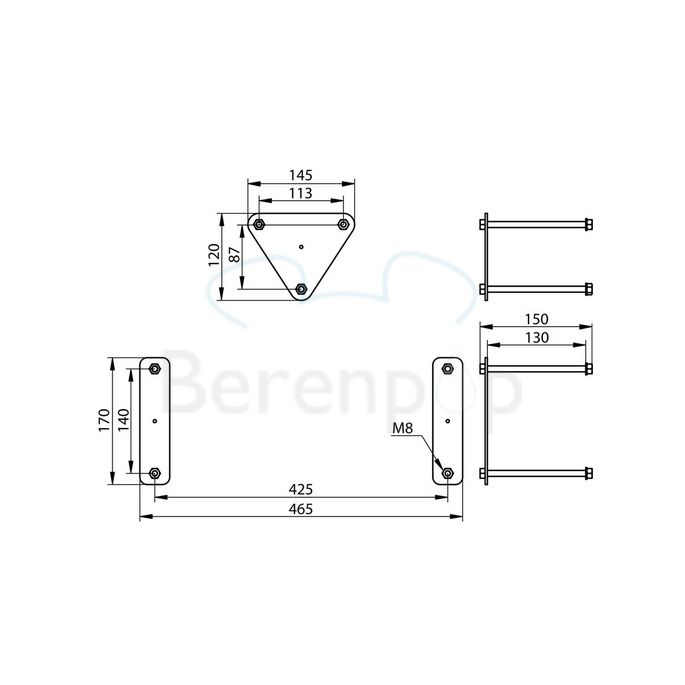 Handicare (Linido) LI0122508402 Satz Gegenplatten für Duschsitze Edelstahl beschichtet weiß