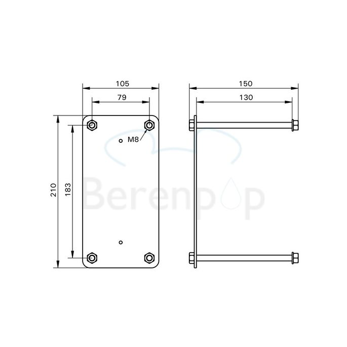 Handicare (Linido) LI0126501402 counter plate for folding toilet handles stainless steel coated white (each)