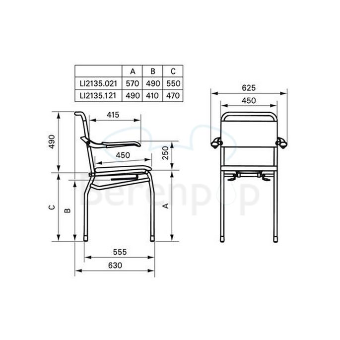 Handicare (Linido) LI2135021102 shower/toilet chair (seat height 610mm) steel coated white