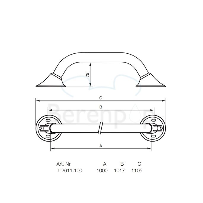 Handicare (Linido) LI2611100111 Wandhalterung Ergogrip 1000mm Stahl beschichtet anthrazit