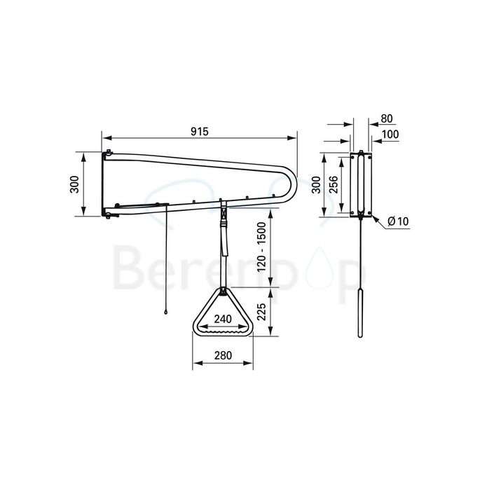 Handicare (Linido) LI2613000102 swing away parrot steel coated white