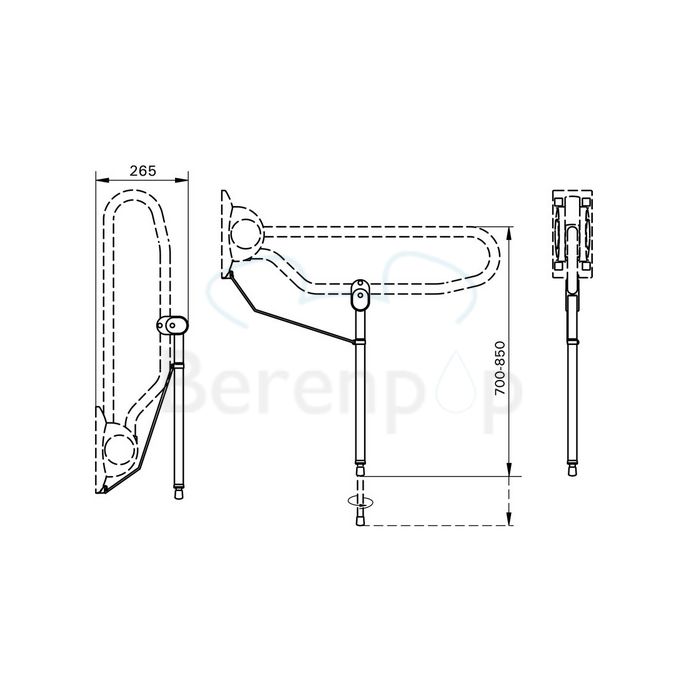 Handicare (Linido) LI2614300102 Stütze für Stützgriffe Stahl beschichtet weiß