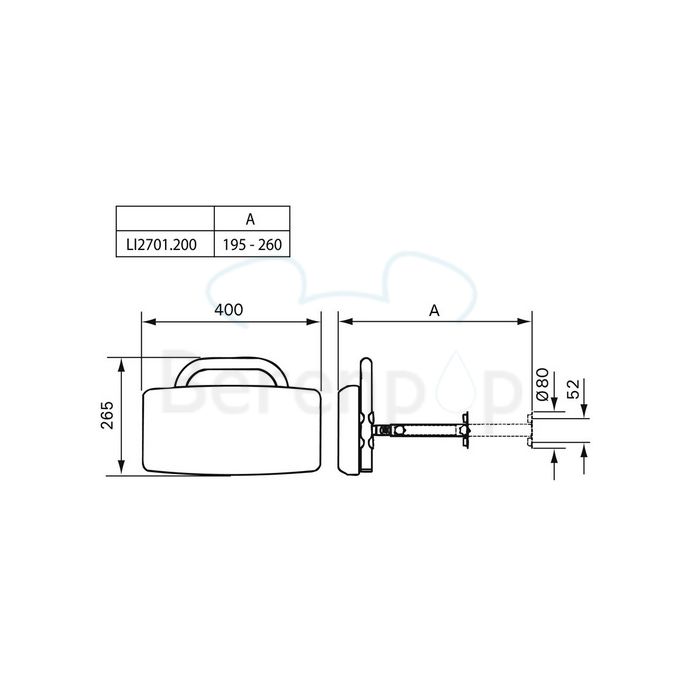 Handicare (Linido) LI2701200402 backrest for wall mount stainless steel coated white