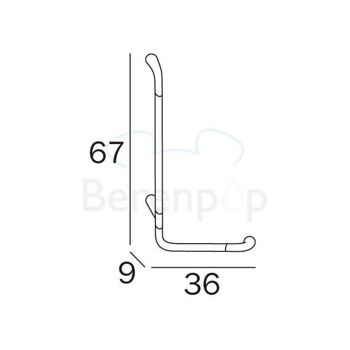 Inda Confort AH993BCR Sicherheitsstütze L-Form links Chrom