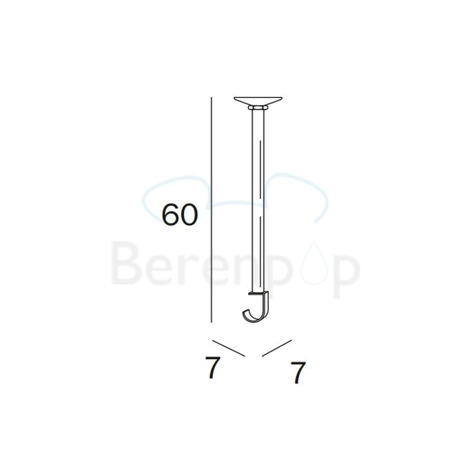 Inda Hotellerie A01470CR Duschstange Deckenstütze 60cm Messing verchromt