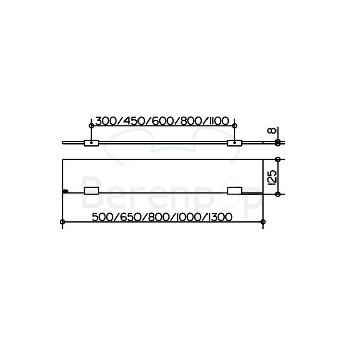 Keuco Moll 12710015800 glass shelf 800mm chrome
