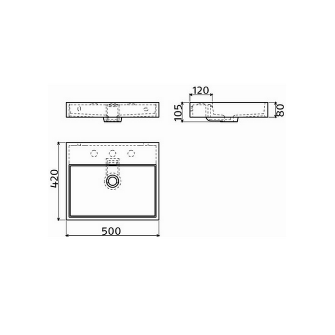 Clou Wash Me CL0226030 sink 50x42cm mineral marble white