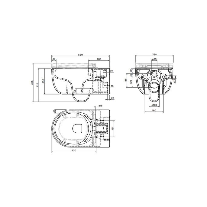 Clou Hammock CL040105021 Rimless 56cm wall-mounted toilet matte black