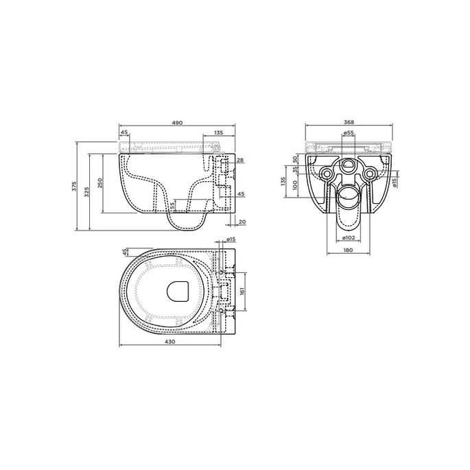 Clou Hammock CL040107021 Rimless 49cm wall-mounted toilet matte black