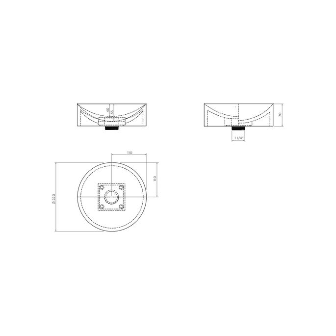 Clou Vale CL0330164 fountain 22cm without faucet bench matte black ceramic