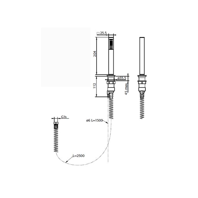 Pure Aragon AR5113 recessed set for bath thermostatic 2 outlets chrome