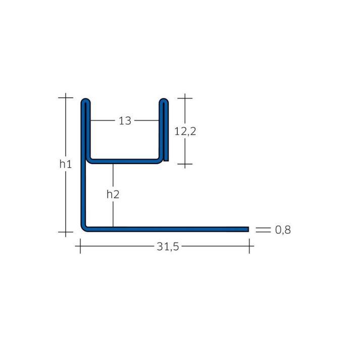Blanke Aqua Glass 2042840080210 glass profile 2100x21x8mm stainless steel chrome plated