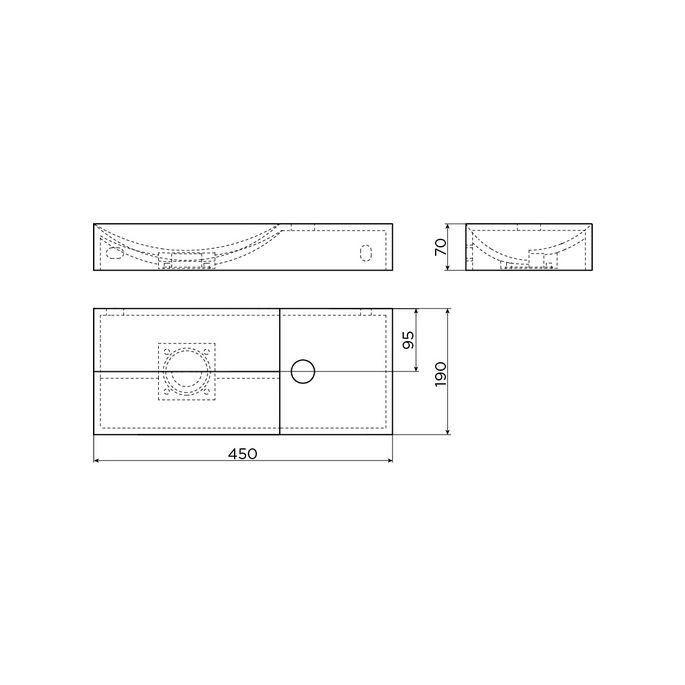 Clou Vale CL030316201R fountain 45x19cm with tap hole right glossy white ceramic