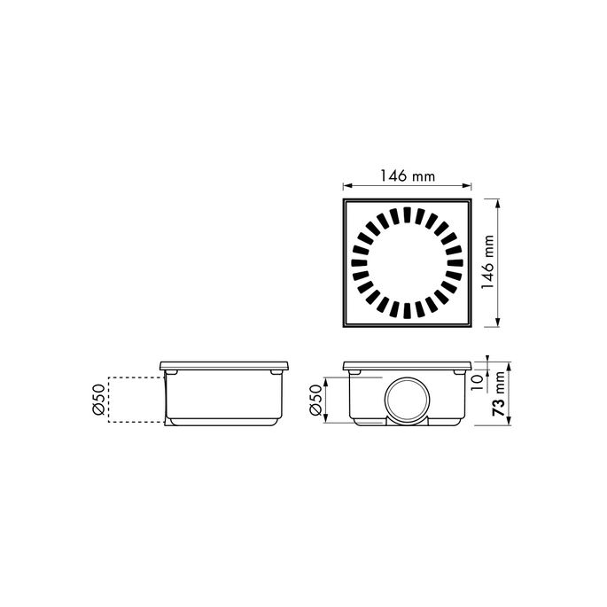 Easy Drain Aqua Compact 50 AQUACOM5015X15 shower drain 15x15cm side spout