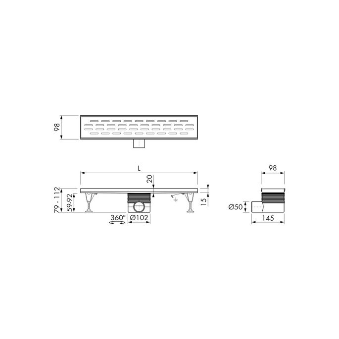 Easy Drain Multi EDM1900 shower drain 190cm side spout