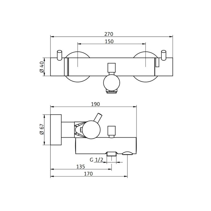 HSK Shower & Co! 1000109 showerset 1.09 round (bath thermostat + bath set) chrome
