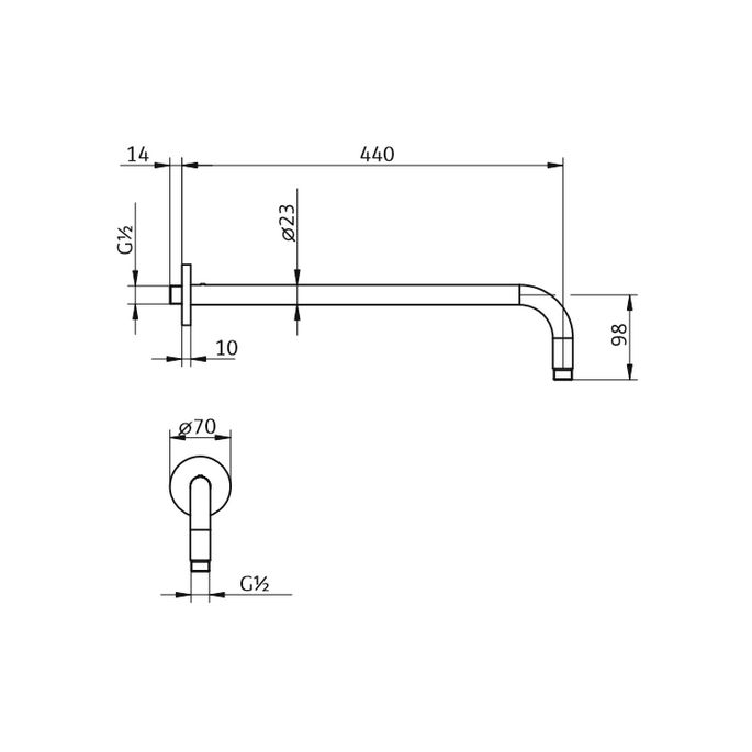 HSK Shower & Co! 1100005 wall spout with cover plate round 440mm chrome