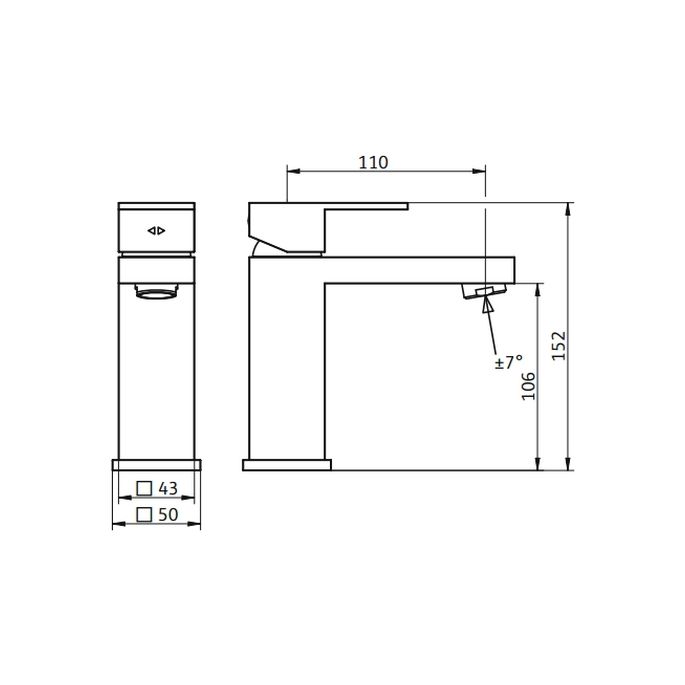 HSK Dusche & Co! 1140031 Waschbeckenarmatur rechteckig chrom