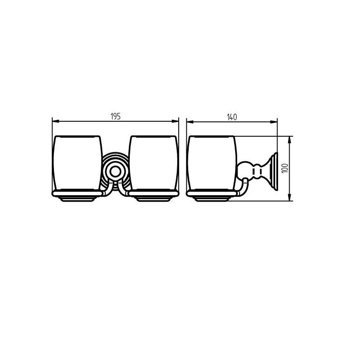 Haceka Allure 1208449 dubbele glashouder porselein/ RVS geborsteld
