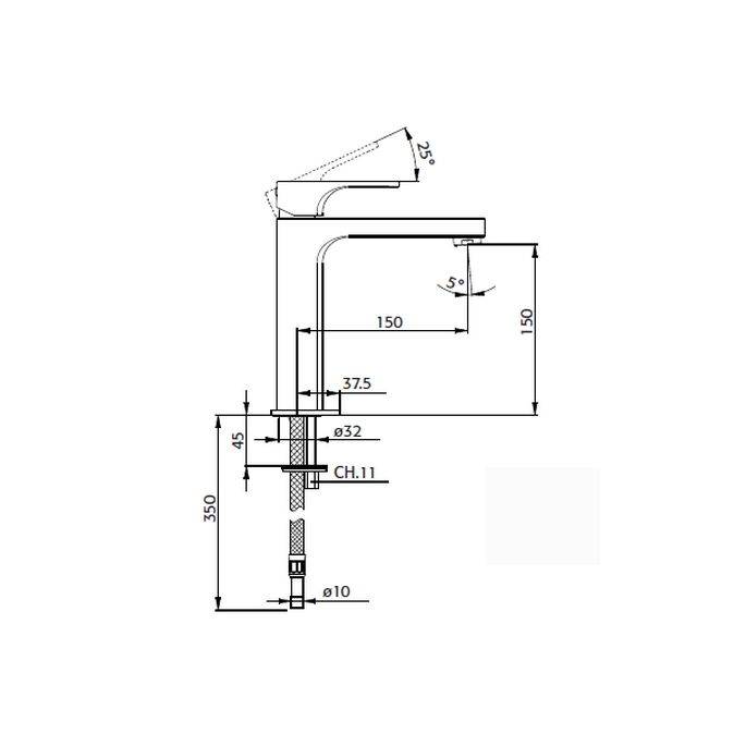Pure Aragon AR5102 Waschbeckenarmatur 150mm hoch chrom