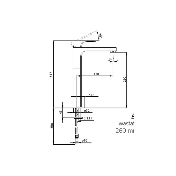 Pure Aragon AR5104 Waschbeckenarmatur 260mm hoch chrom