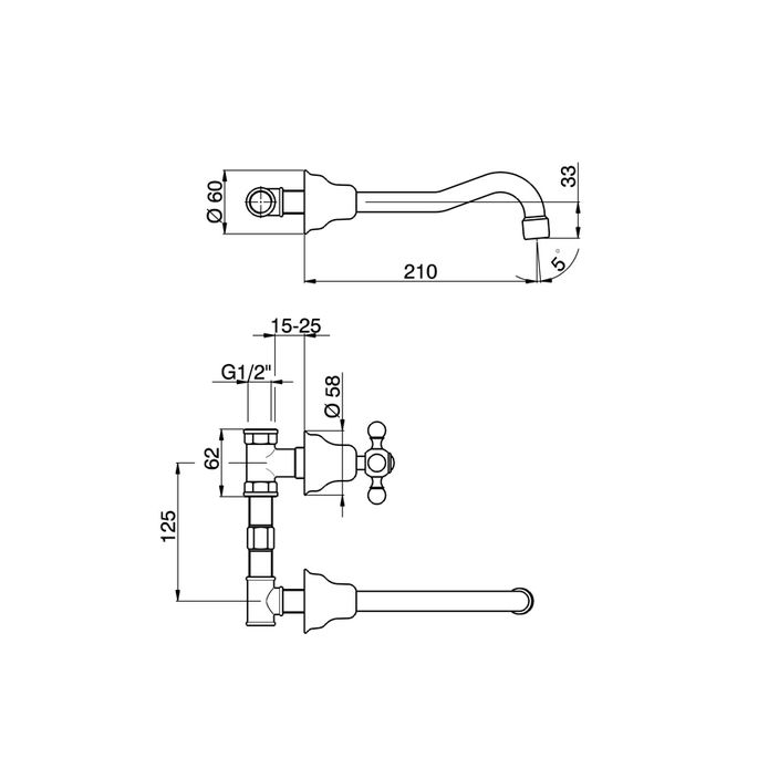 Pure Melrose ME5841 basin mixer 3-hole complete with recessed part chrome