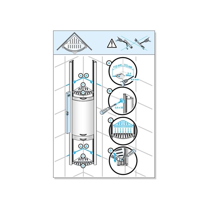 Duscholux Showerbox 950.818030.070 Ablageschrank matt silber, mit 3 Schiebeelementen 2x weiß und 1x grau, 85cm
