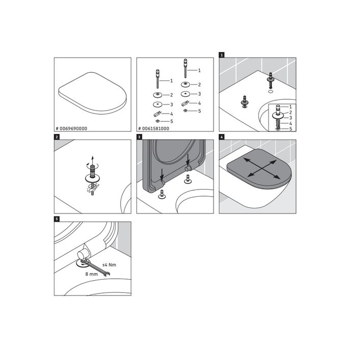 Duravit Architec 0061581000 scharnierset voor toiletzitting Architec 006969
