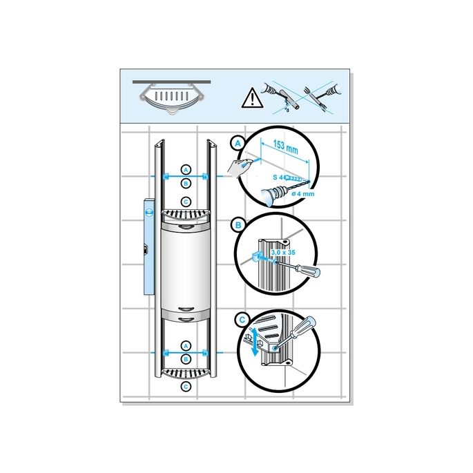 Duscholux Showerbox 950.818030.070 Ablageschrank matt silber, mit 3 Schiebeelementen 2x weiß und 1x grau, 85cm