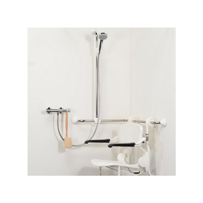 Handicare (Linido) LI2611015211 horizontal corner wall bracket Ergogrip 600x600mm stainless steel polished (anthracite covers)