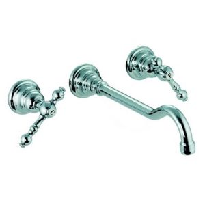 Fima Carlo Frattini Epoque F5051L5OR 3-gats wandwastafelkraan 2-greeps uitloop 20cm goud