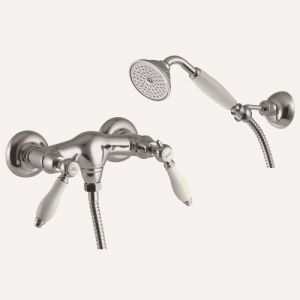 Fima Carlo Frattini Herend F5405SN Aufputz Duscharmatur 2-Griff mit Garnitur Nickel gebürstet