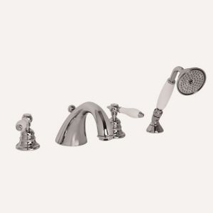 Fima Carlo Frattini Herend F5414SN bath tap 4-hole with retractable garnish brushed nickel