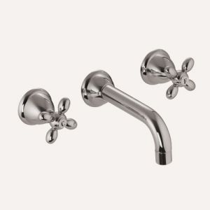 Fima Carlo Frattini Olivia F50015SN 3-hole wall mounted basin mixer 2 handle spout 16cm brushed nickel