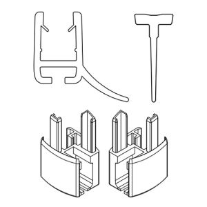 HSK Exklusiv E85059-6-41 2x horizontal sealing profile curved with slide-in rubber (200cm, height 14.5mm) and end caps chrome