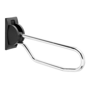 Handicare (Linido) LI2603360202 folding toilet rail 600 mm stainless steel polished (white cover/wall plate)