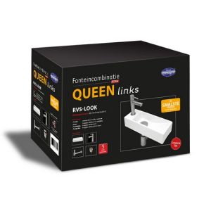 San4U 2500501 One Pack Queen (left) basin set white ceramic/ nickel stainless steel look