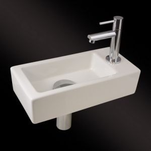 San4U 2502035 One Pack Mini-Block (right) fountain set white ceramic/ chrome