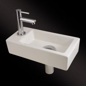 San4U 2512035 One Pack Mini-Block (left) fountain set white ceramic/ chrome