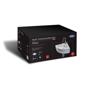 San4U 2503565 One Pack Floor fountain set white ceramic/ chrome