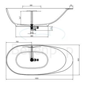Clou First CL0513010 freestanding bath 182x82 aluite white