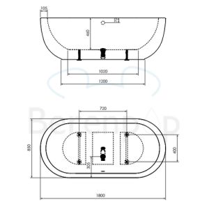 Clou InBe IB0540102 freestanding bath 180x85 acrylic white